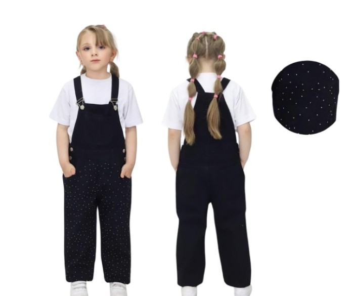 8-12 Yaş Kız Salopet Kot Taşlı