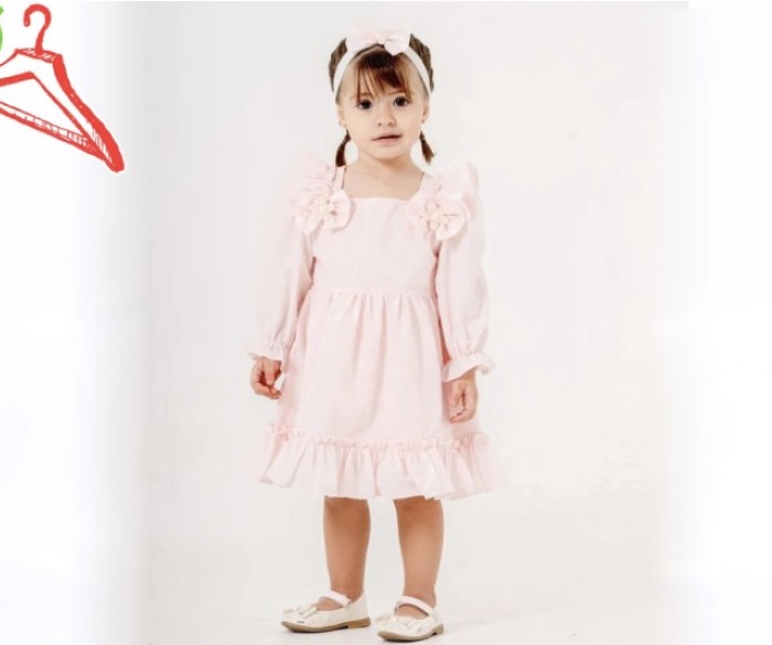 9-24 Ay Kız Elbise Fırfırlı Fiyonklu